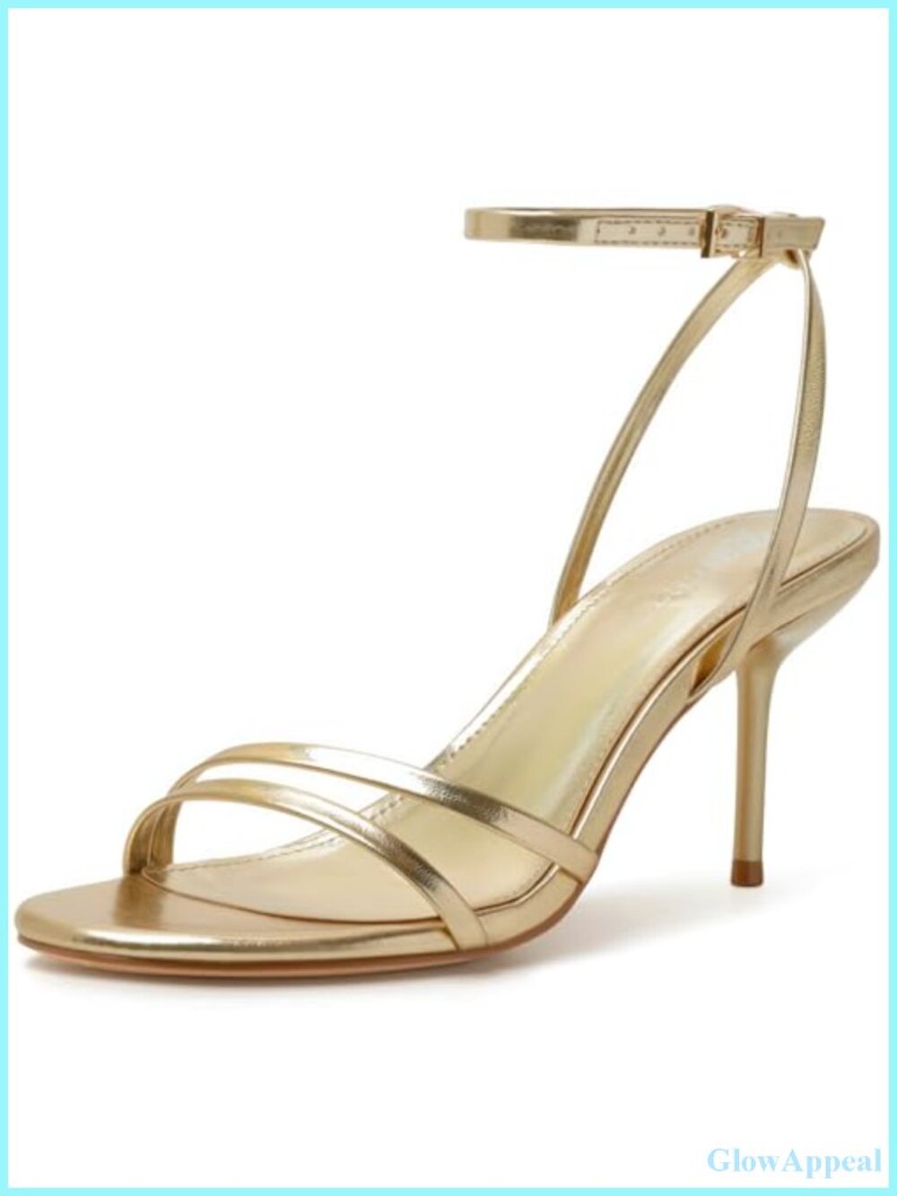 Faux Leather Ankle Strap Heeled Sandals